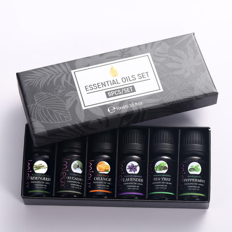 IMIEUX aceite esencial puro de plantas 6 unids/set caja de regalo 10ML aromaterapia fragancia aire fresco baño difusor de lavanda naranja humidificador