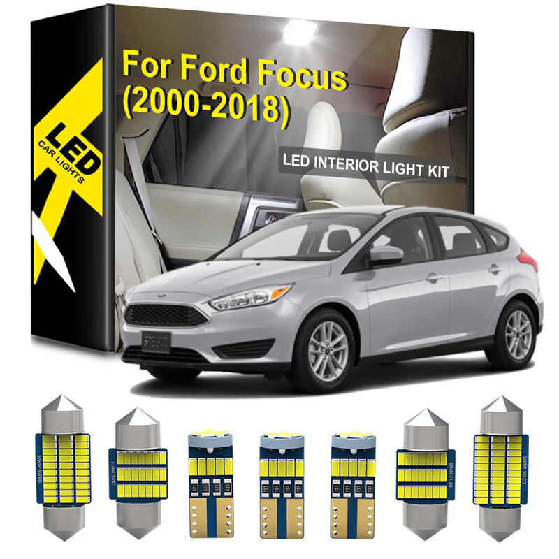 Светодиодные внутренние лампы Canbus для Ford Focus 2 3 MK2 MK3 2005-2018, аксессуары для автомобиля, крытая карта, купол, багажник, комплект Потолочных Ламп