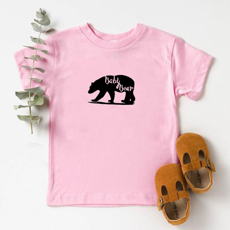 Camiseta de algodão estampa de urso para bebês, camisa para meninos e meninas, roupas para crianças pequenas, camisetas tops para presente para crianças pequenas