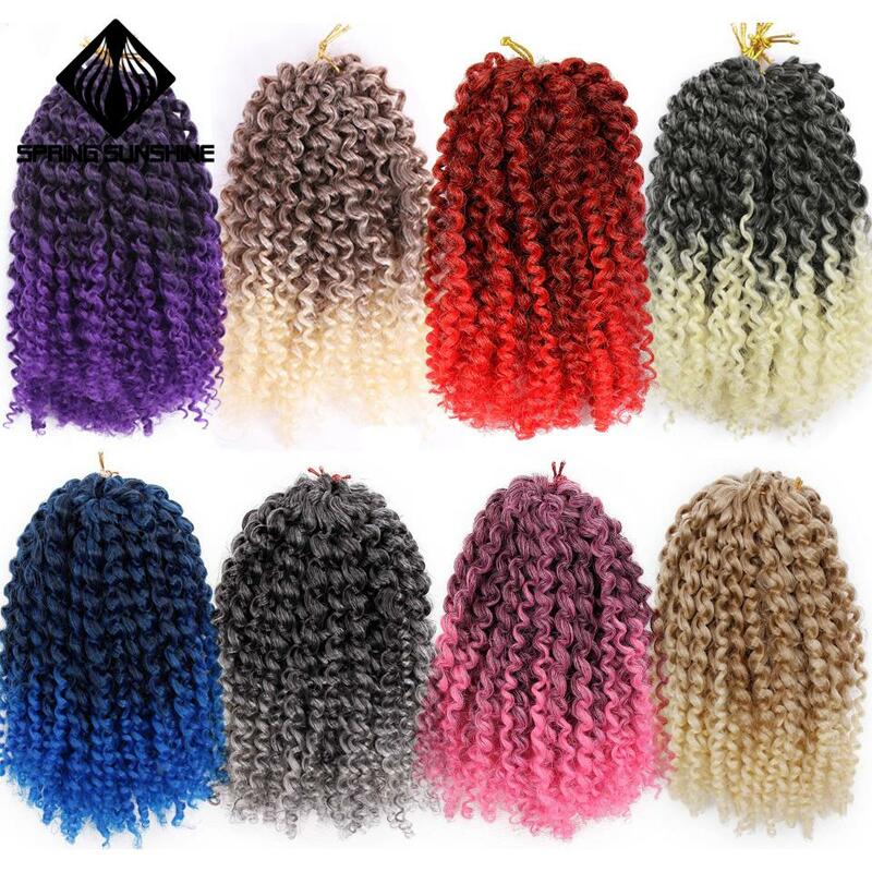 Sol de primavera 8 pulgadas 1 PC 30g Marley trenzas de cabello Ombre rizado Crochet trenza sintética extensiones de cabello trenzado para las mujeres