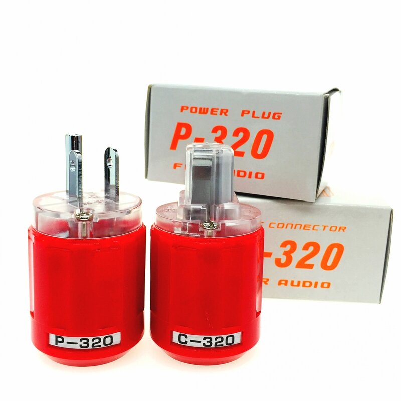Oyaide P-320/C-320 Rhodium Überzogene Kupfer UNS AC Power Plug Ver IEC Stecker Rot transparent DIY HIFI