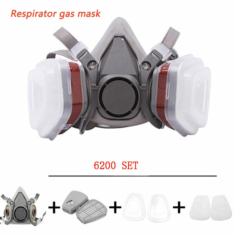 6200, респираторная противогаз, маска на все лицо, самовсасывающая маска с фильтром, большое поле зрения, можно подключить канистровую противогаз
