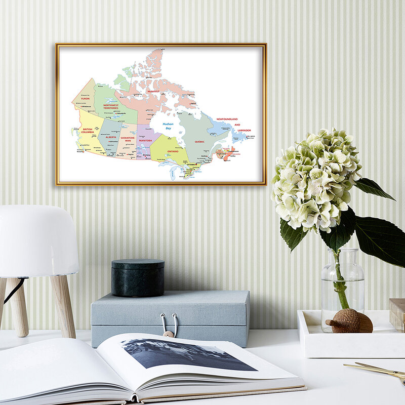 59*42ซม.แคนาดา Political แผนที่ภาษาฝรั่งเศสคำ Wall Art โปสเตอร์ภาพวาดผ้าใบ Travel School อุปกรณ์ห้องนั่งเล่นบ้านตกแต่ง