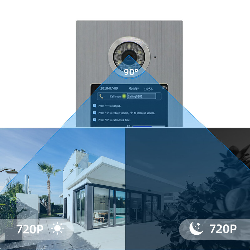 Jeatone bel pintu Video POE SIP, dengan layar untuk membangun sistem keamanan pembuka kunci AHD 960P penglihatan malam & deteksi gerakan