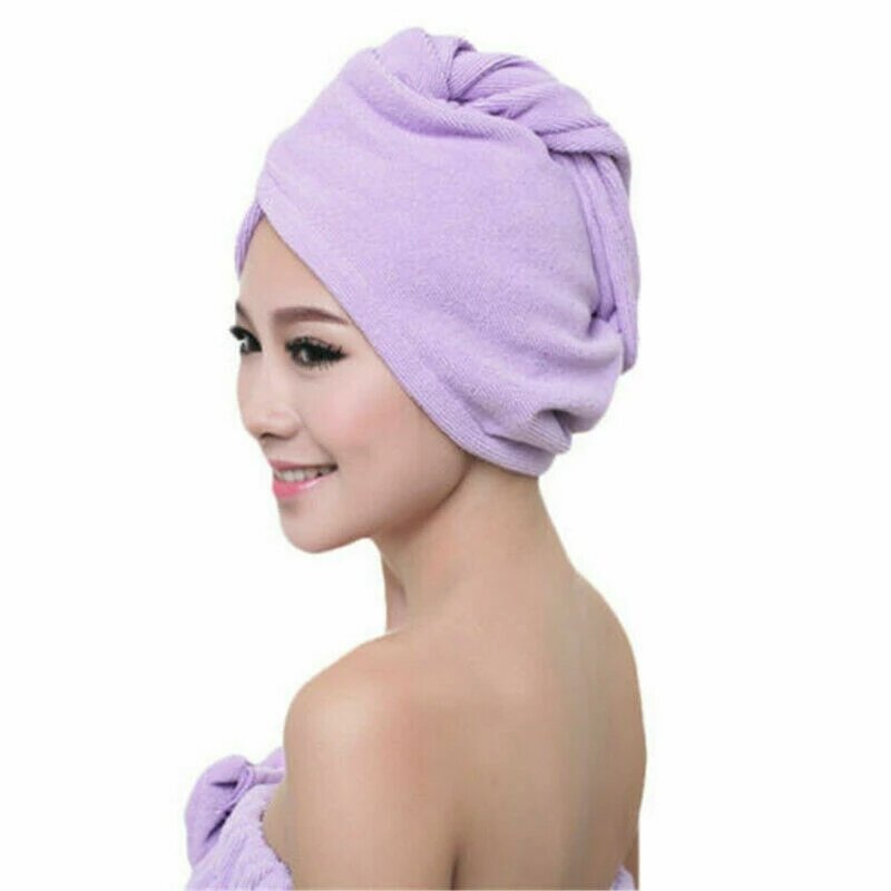 ผ้าขนหนู Rapid Fast Drying Hair หมวกดูดซับผ้าขนหนู Turban Wrap หมวกอาบน้ำ