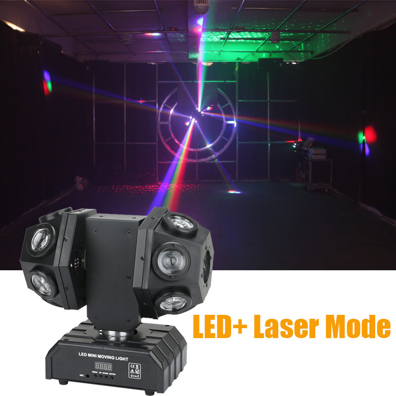 LED RGBW 더블 헤드 DJ LED 레이저, 무빙 헤드 라이트, 무제한 회전, 좋은 효과, 파티 KTV 나이트 클럽 바에 사용, 2 in 1, 12 개