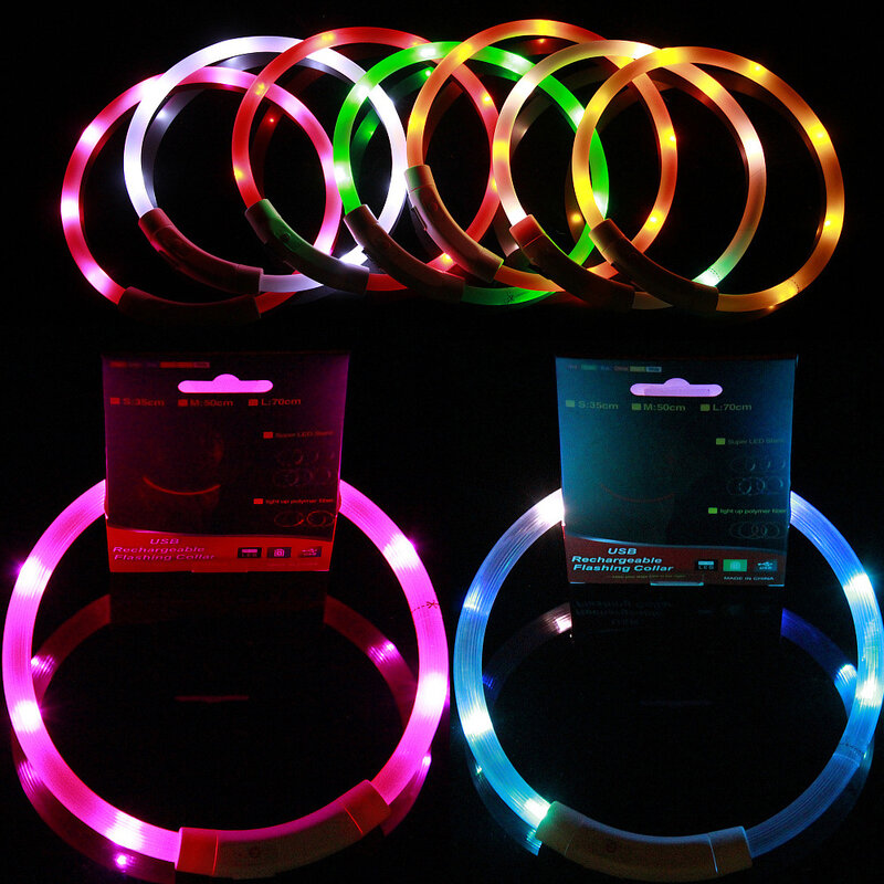 LED Pet cuello luminoso USB cuello de carga luz de noche de peluche Bandana mediano-pequeño perros y gatos grandes suministros