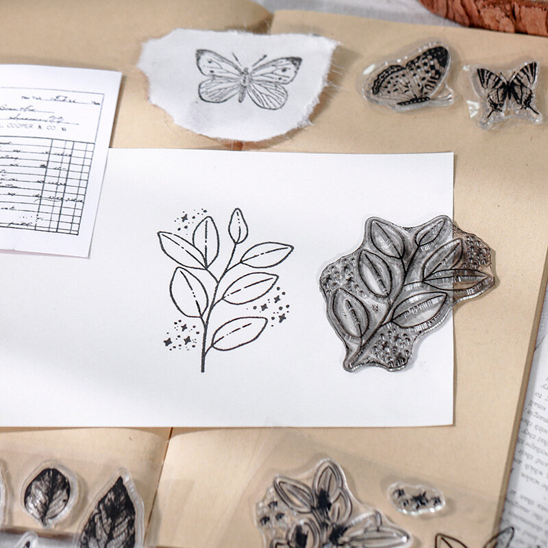 Moon Flowers Leaves Butterfly Stamp Rubber Clear Stamp Seal Scrapbook Album fotografico carta decorativa che fa timbri trasparenti