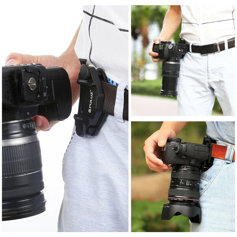 Clipe de câmera captura cnc liga alumínio liberação rápida clipe com placa 1/4 parafuso fivela da cintura acessórios da câmera