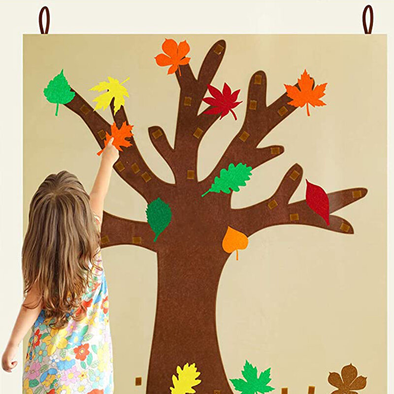 Vilt Fall Tree Board School Wall Art Diy Herfst Blad Ornamenten Ambachten Bulletin Thanksgiving Activiteit Voor Kinderen Klaslokaal Slaapkamer