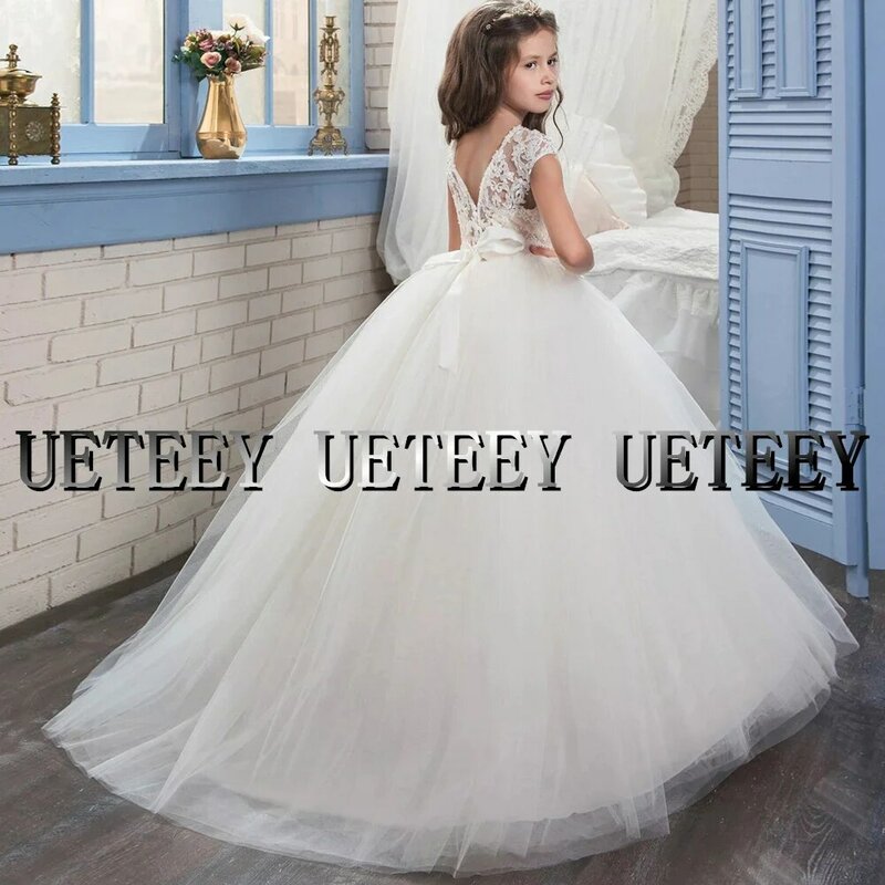 UETEEY-vestidos de flores para niña, vestido de baile y cuello redondo con cuentas, primera comunión, Año Nuevo, novedad de 2022