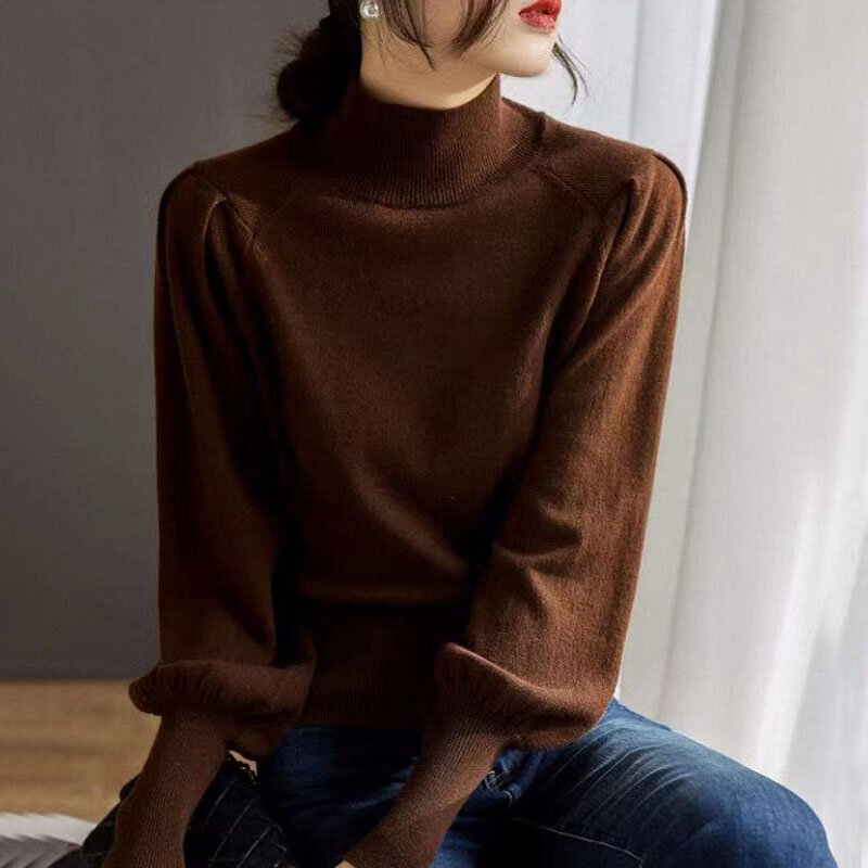 เสื้อกันหนาว Cashmere เสื้อผ้าสตรีถัก Pullover ฤดูใบไม้ร่วงเสื้อกันหนาว Femme Elegant Dropshipping Blusas Vintage สีดำ1503