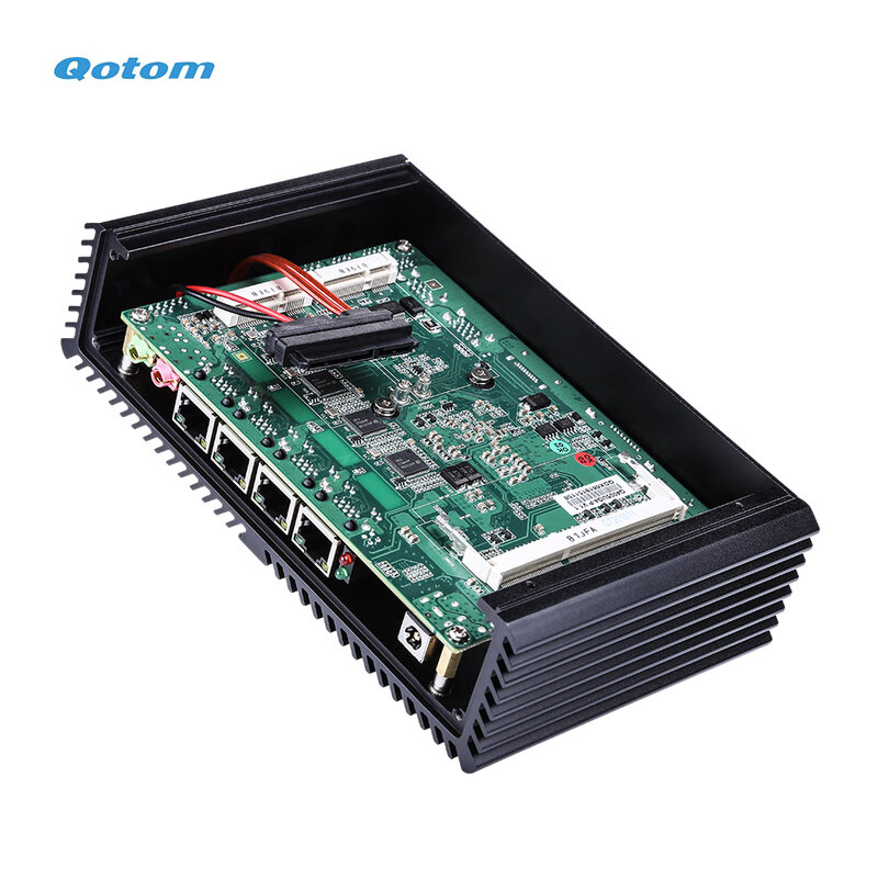 Qotom 4X หน่วยประมวลผล Intel I225V 2.5g LAN คอมพิวเตอร์ขนาดเล็ก I7-5500U 1.4 HD/RS-232/ USB ไฟร์วอลล์เราเตอร์สำนักงานบ้าน