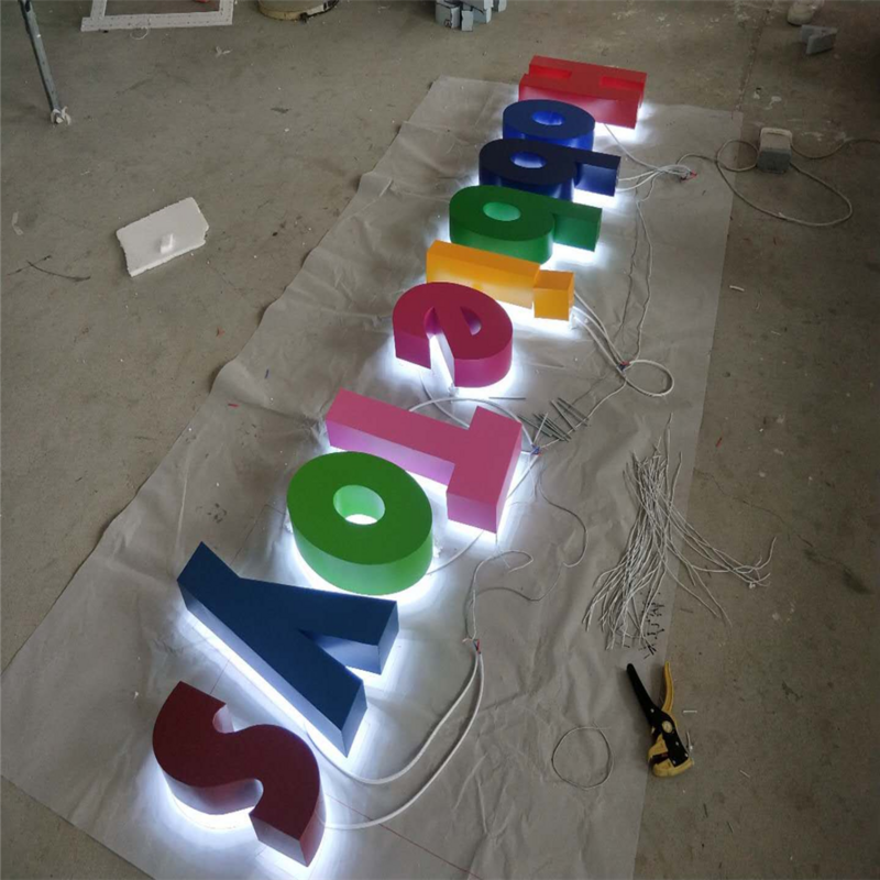 Factory Outlet ze stali nierdzewnej list 3d led z powrotem podświetlany sklep znaki odwrotne litery