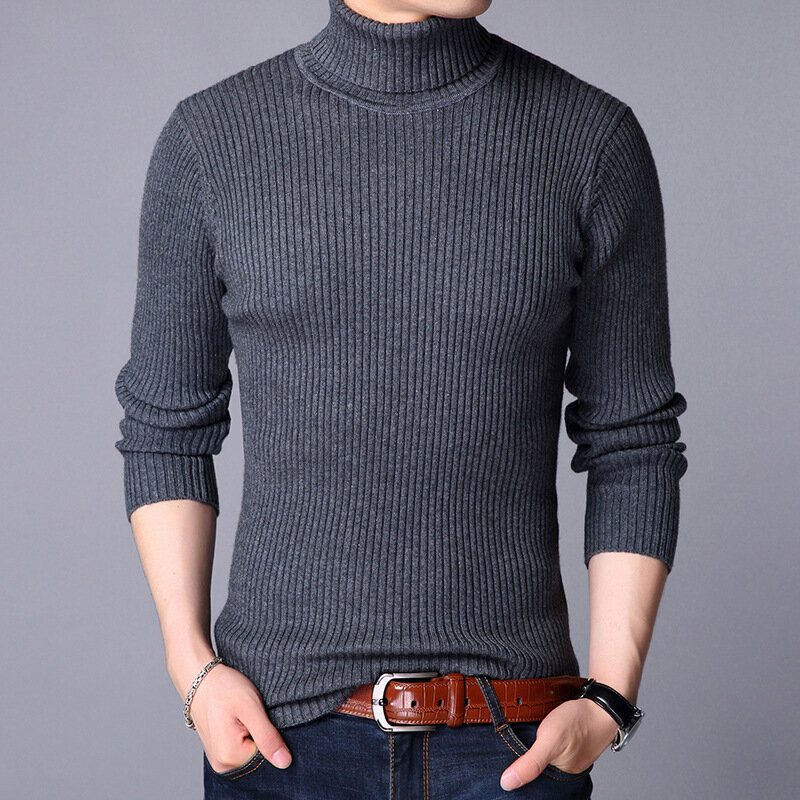 MRMT 2024 Brand Fall  Winter Men's Knitted Sweater Young High-collar Knitted Bottom Shirt for Male Pure-color Sweater Clothing