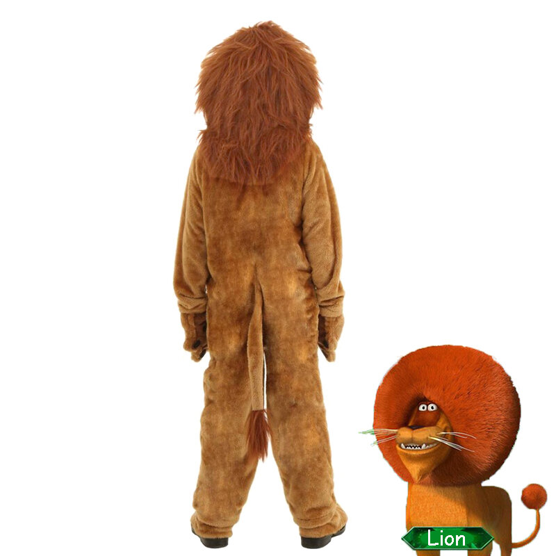 Kostum Raja Singa Mewah Anak-anak Kostum Cosplay Halloween Karnaval Hewan Anak-anak Bayi Jumpsuit Peran Film Mewah