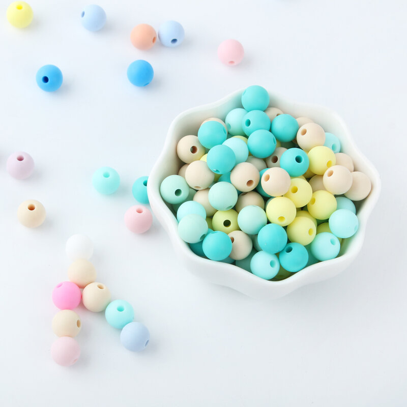 Keep&Grow 100pcs Silicone Beads 9mm Baby Teething Beads Oral Care BPA Free Food Grade DIY Necklace Accessories Toys For Newborns