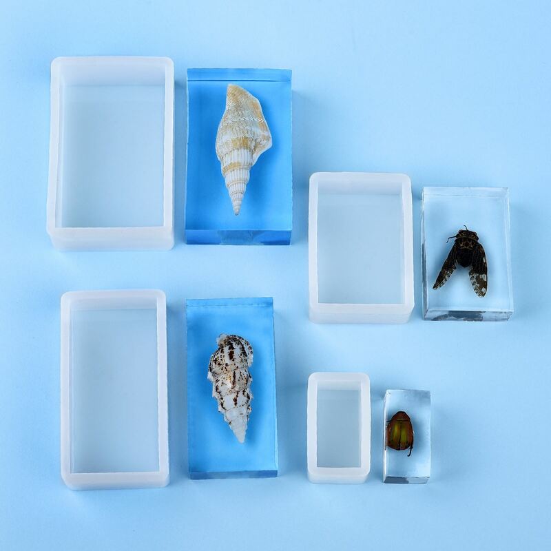 Cuboid-Molde de silicona epoxi de cristal, bandeja de almacenamiento colgante de joyería DIY, accesorios de fundición rectangulares cuadrados