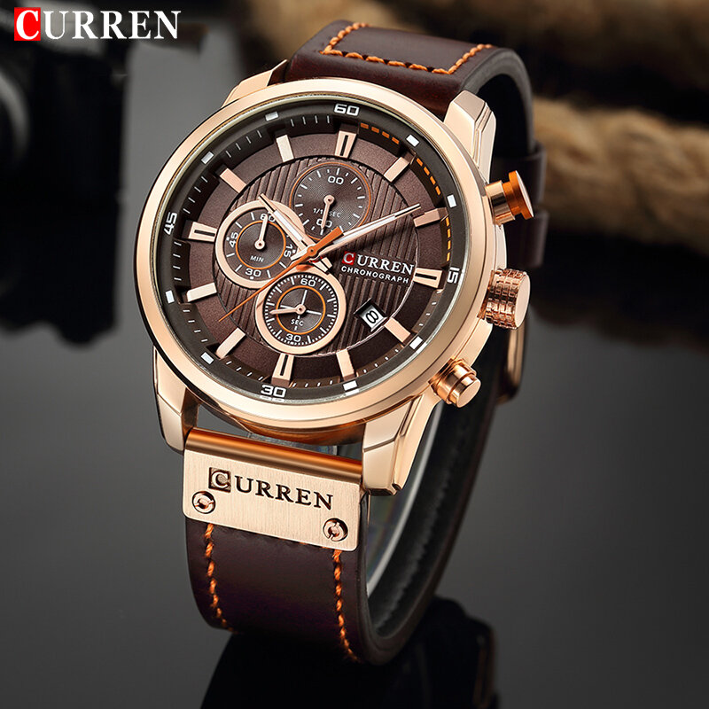 Curren-relógio masculino de quartzo com cronógrafo, esportes, militares, exército, pulso, marca superior, luxo