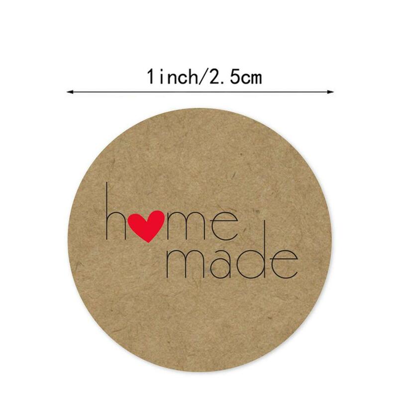 100-500pcs Kraft Paper Homemade With Love Stickers Scrapbooking For Envelope And Package Handmade Seal Labels Sticker Stationery
