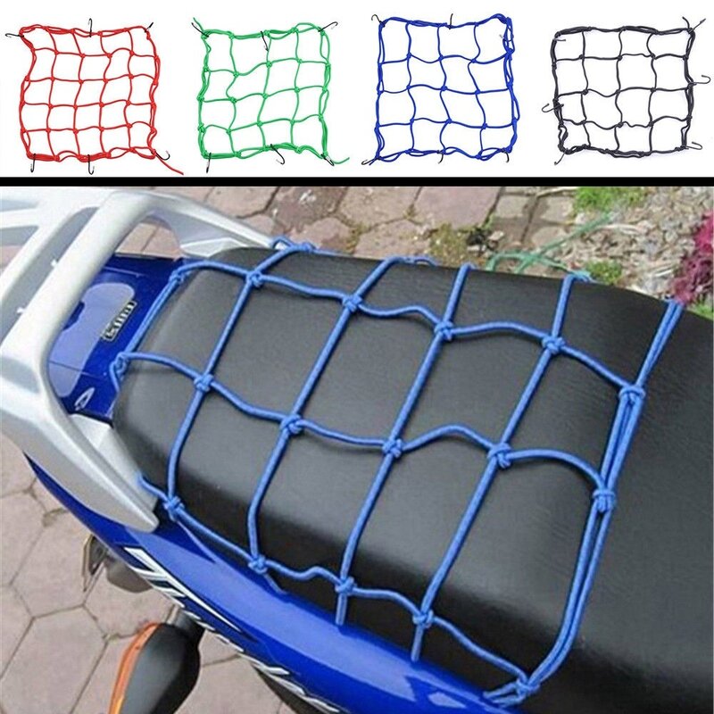 30*30cm Motorcycle Storage Luggage Helmet Net Mesh for  Carrier Bag Cargo    Sundries Fix  with 6 Metal Hook