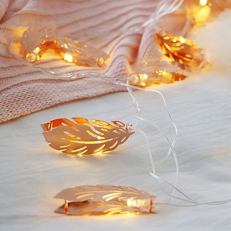 LED داخلي جارلاند ضوء سلسلة أتري الطاقة الذهبي ريشة نمط عيد الحب غرفة المعيشة مصابيح إنارة أضواء سلسلة ديكور