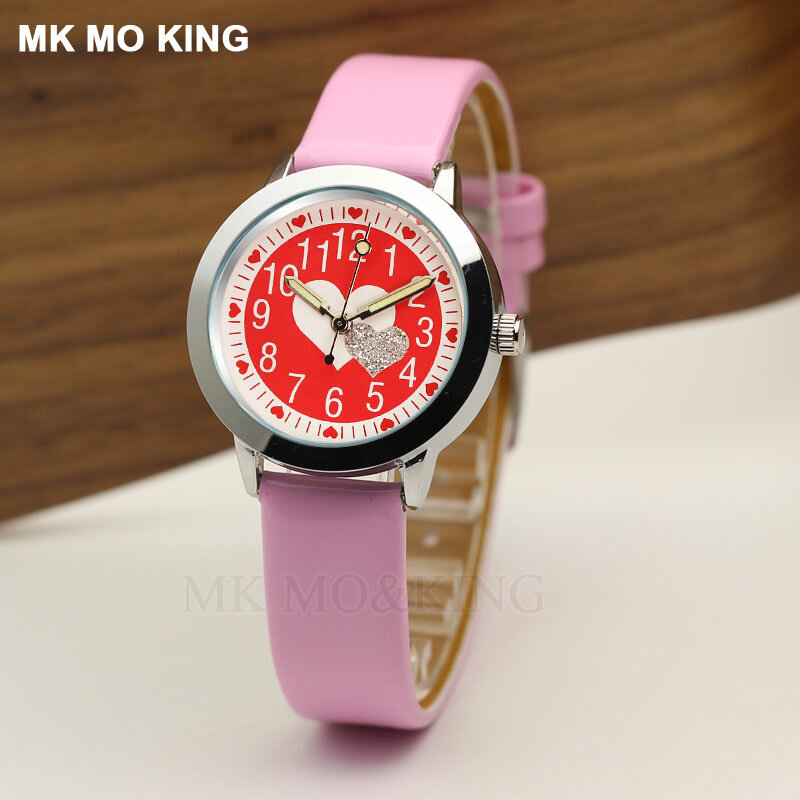 Luxus Marke Casual Rot Süße Liebe kinder Jungen Mädchen Kinder Quarz Armbanduhr Uhr Armband Reloj Weihnachten Party Geschenk