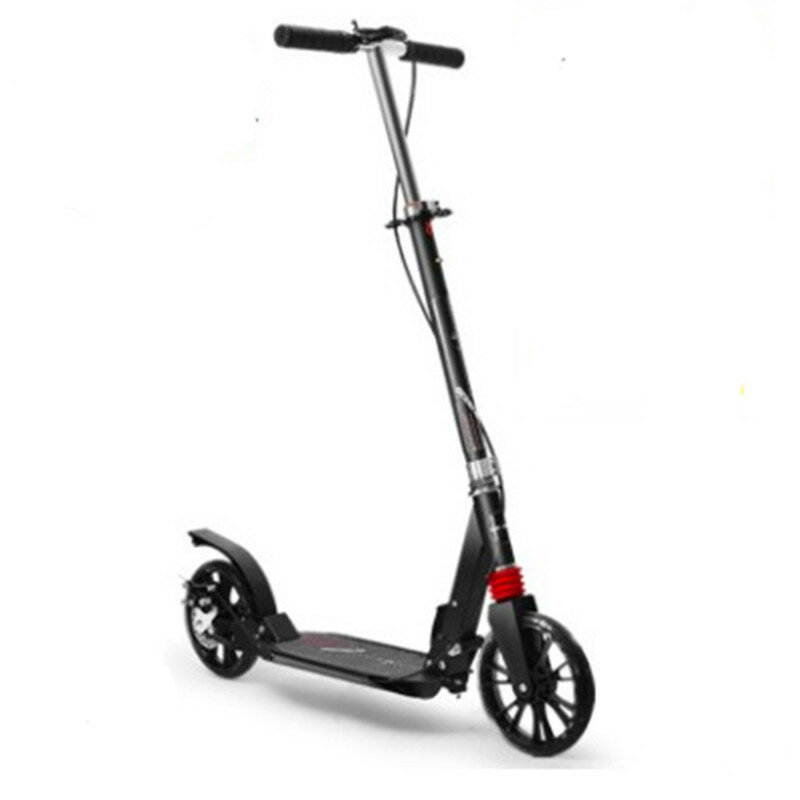 Scooter adulta de duas rodas dobrável, pedal único para bicicleta, freio de mão duplo de absorção de choque, scooter grande de criança urbana