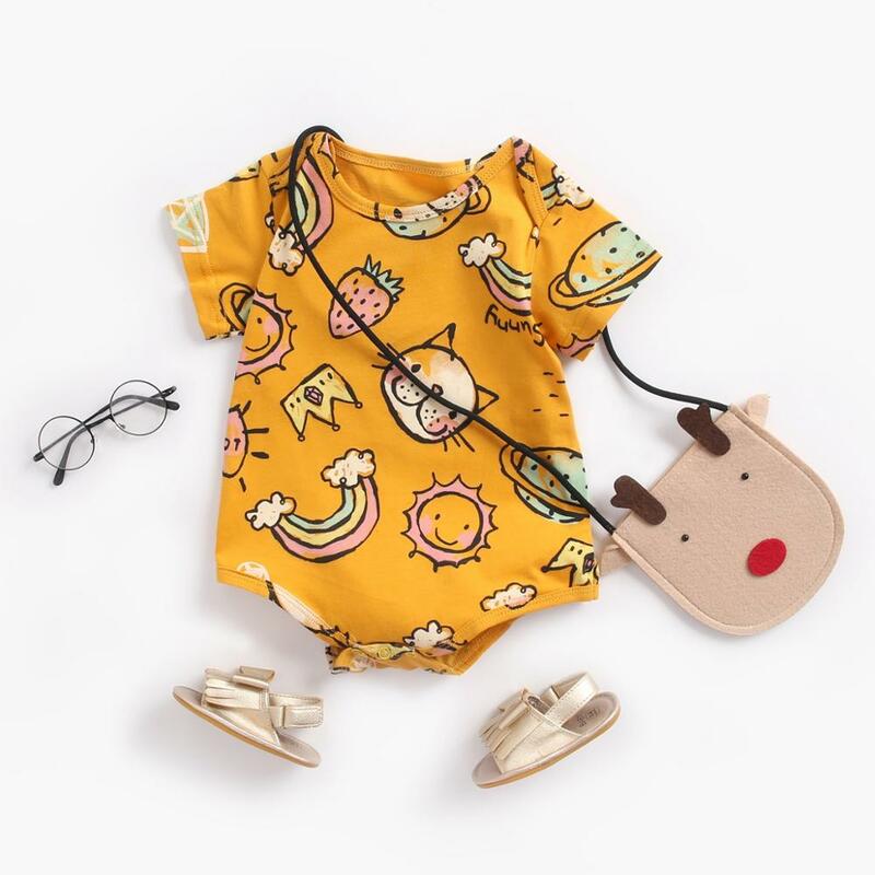 Боди Sanlutoz для маленьких мальчиков и девочек, летняя хлопковая одежда для малышей с мультяшным рисунком, унисекс, с коротким рукавом