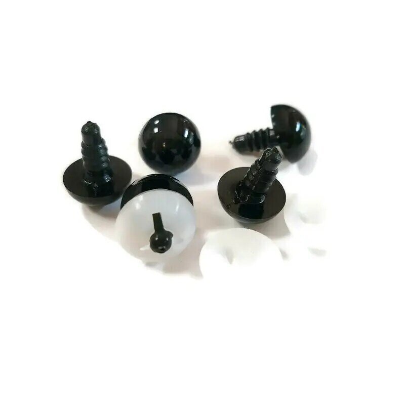 Безопасные черные глаза Amigurumi для кукол с пластиковыми шайбами 14 мм/15 мм/16 мм/18 мм/20 мм/22 мм/24 мм