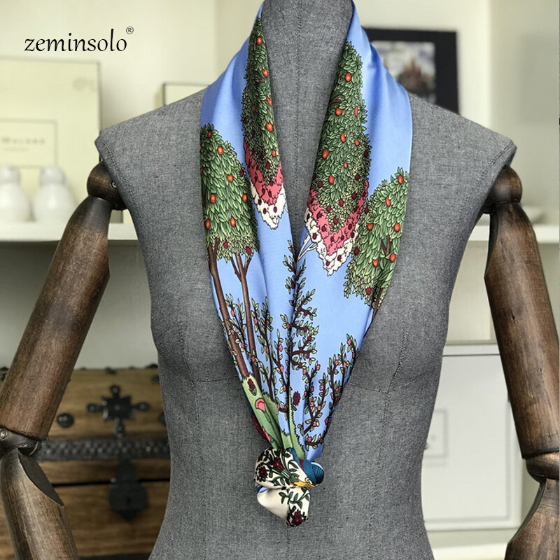 100% шелковый шарф роскошный брендовый шарф элегантные модные женские стильные шарфы с принтом 90*90 см квадратные шарфы головной платок