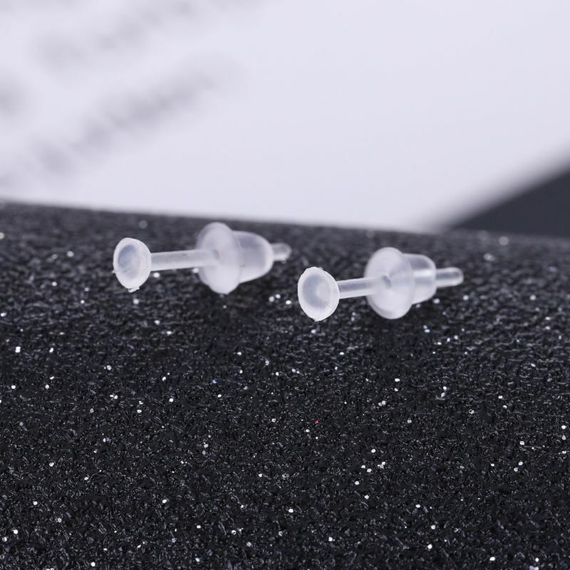 Brincos traseiros de plástico hipoalergênico, brincos simples de plástico com agulha e resina, acessórios para fazer joias de ouvido, 100 conjuntos