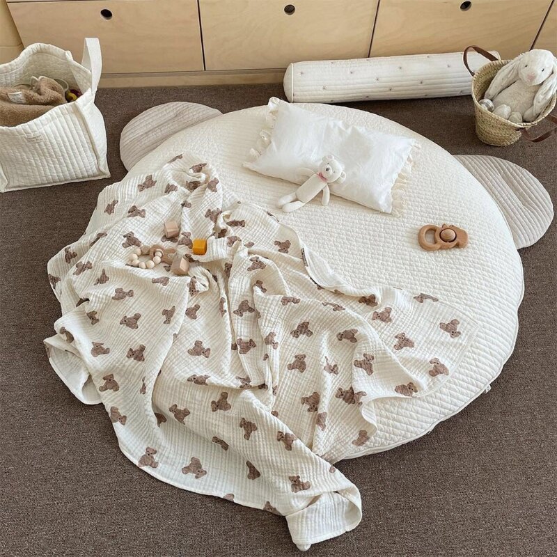 2/3 schichten Baby Musselin Decke Neue Bär Drucken Newborn Swaddle Wrap Bad Handtuch Kinderwagen Abdeckung Decke Für Kinder Kleinkind Bettwäsche