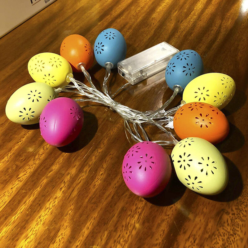 PheiLa – guirlande lumineuse à œufs ajourés, couleurs de printemps, lampe suspendue à piles, pour décor de printemps, extérieur, intérieur, chambre à coucher