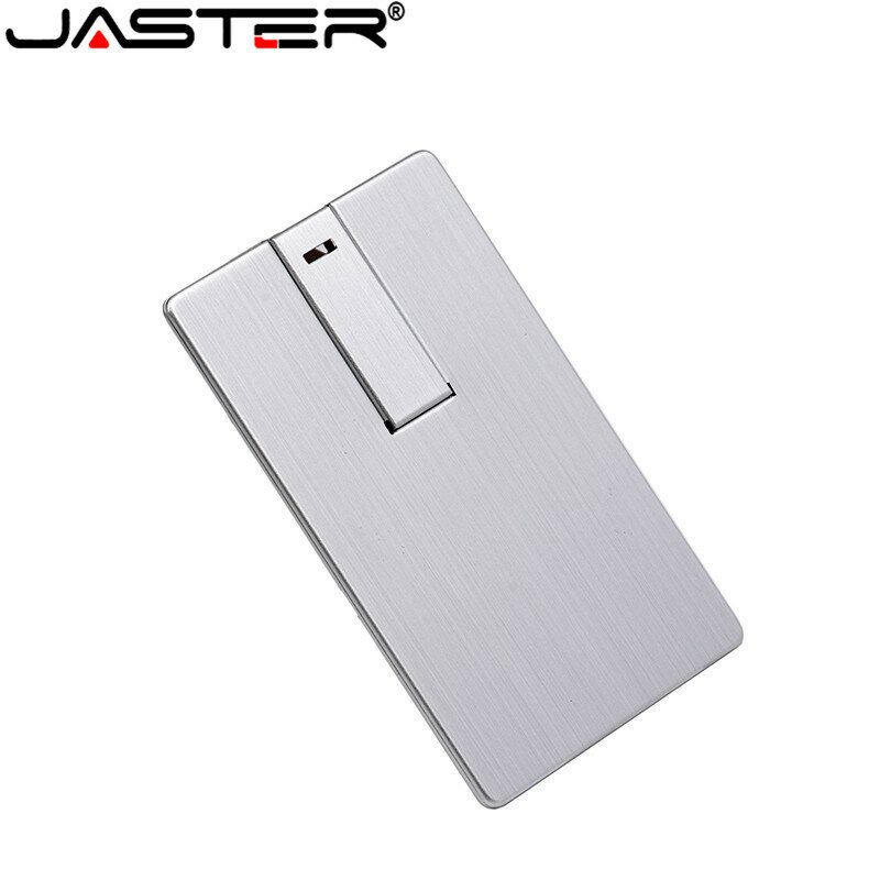 JASTER Custom LOGO Usb 2.0  Flash Drive 4GB 8GB 16GB 32GB 64GB Metal Card Pendrive Business Gift Usb Stick Credit Card Pen Drive