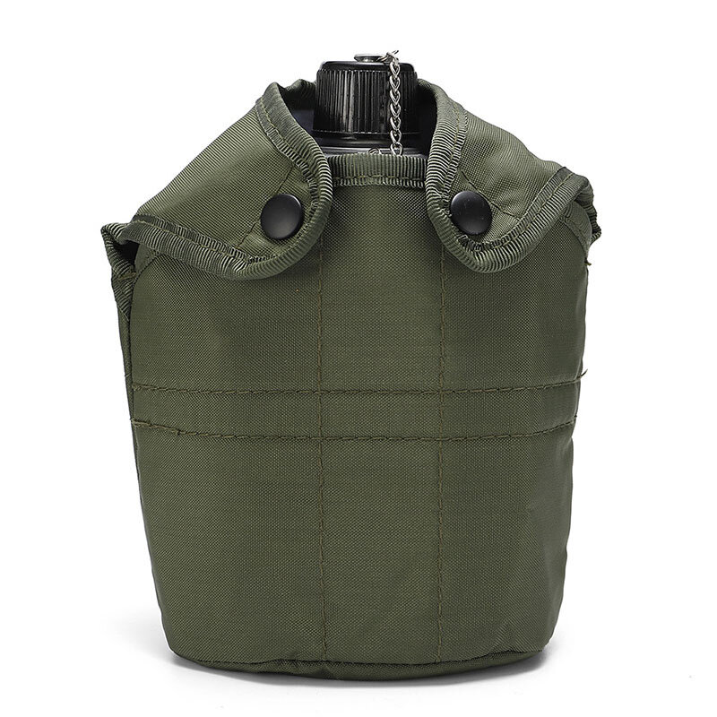 Goalone 1l kit cantina militar portátil de alumínio copo de madeira fogão conjunto com saco de cobertura de náilon para acampamento caminhadas mochila