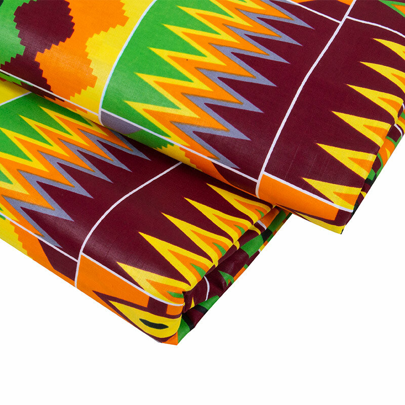 Ultimo tessuto cerato cotone africano per abiti da donna garantito colorato cucito stampa geometria moda stile Ghana 6 yarde