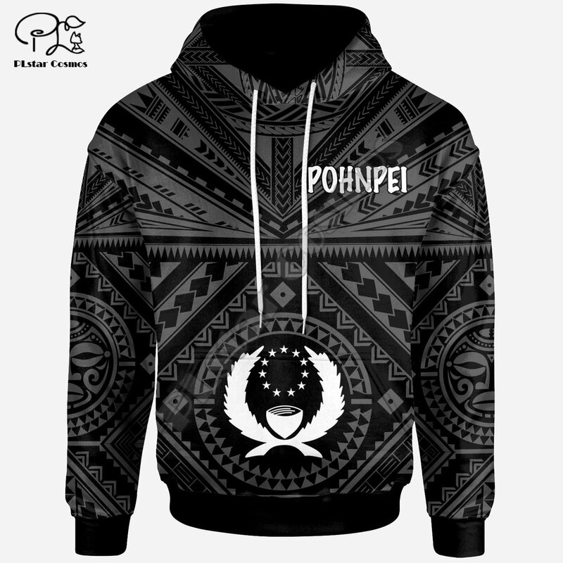 PLstar Cosmos 3DPrint Pohnpei Polinesia Budaya Suku Penyu Tato Uniseks Pria/Wanita Lucu Harajuku Streetwear Zip Hoodies-e14