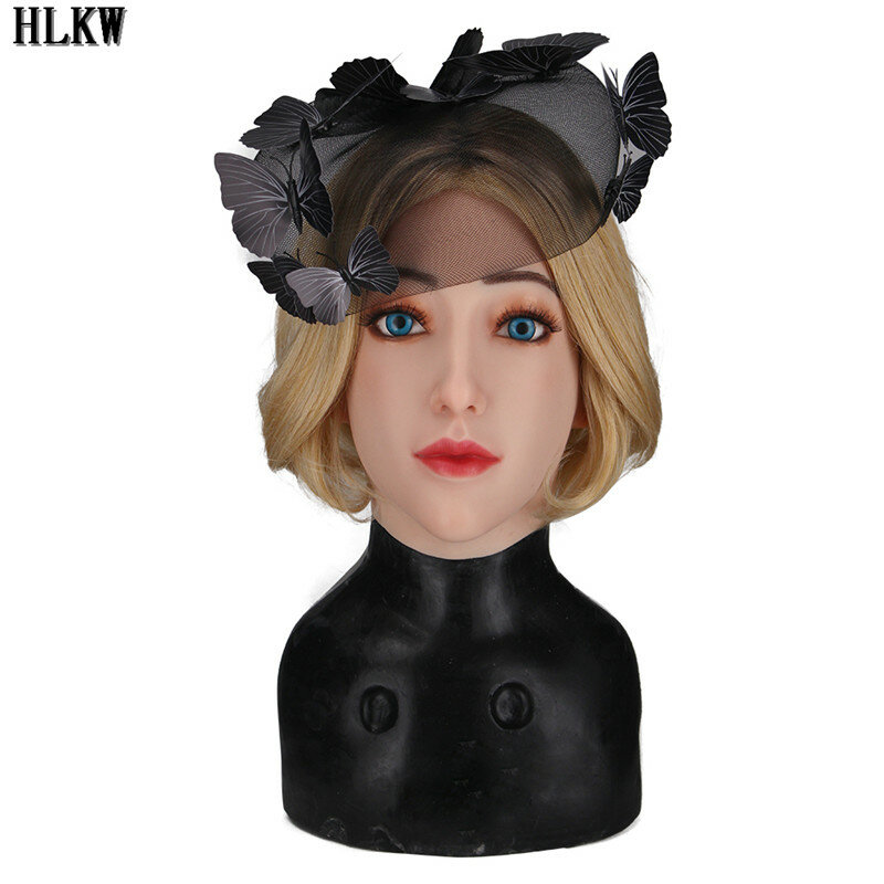 Qualidade superior artesanal silicone macio máscara realista feminino/menina crossdress boneca sexy rosto cosplay máscara crossgender arrastar rainha máscara