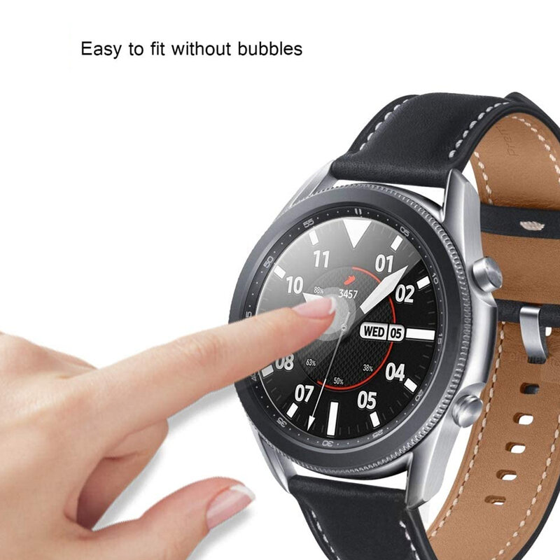 Protecteur d'écran pour Samsung Galaxy 3, couverture anti-rayures 45mm, Film en verre trempé incurvé 3D sans bulles, pour Galaxy Watch 41mm