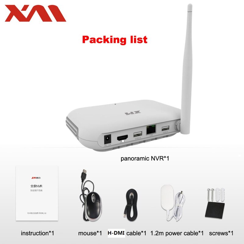 WiFi NVR 4CH 5MP Wireless HD Mini Home NVR เครื่องบันทึกวิดีโอเครือข่าย Panoramic WiFi กล้อง360องศา4ช่อง NVR