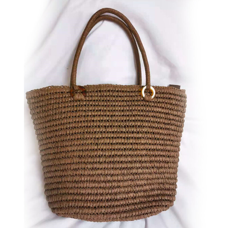 Соломенная Сумка для женщин, простая повседневная дамская сумочка-тоут, праздничный дорожный мешок на плечо, пляжный саквояж, лето