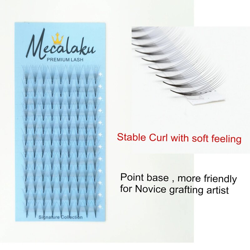 Mecalaku-pestañas prefabricadas, volumen 2D-10D, tallo corto, plumas prefabricadas, seda suave, visón falso, individuales