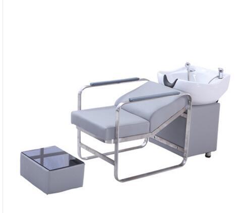 Парикмахерская кровать для шампуня специальный стул из нержавеющей стали для парикмахерской с керамической раковиной