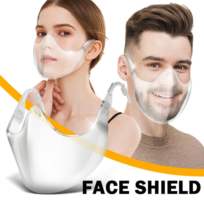 Entrega rápida masque máscara máscara 2020 durável protetor facial combinar plástico reutilizável máscara facial clara bandagem