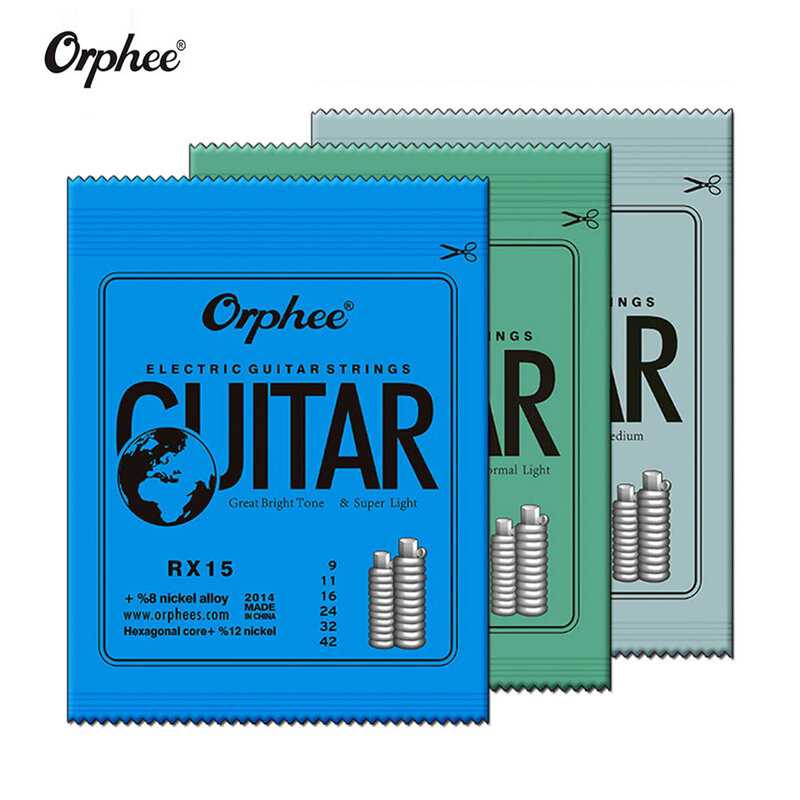 Orphee Set Senar Gitar Listrik Logam Seri RX Alat Musik Bagian Gitar 6 Senar Baja Karbon Heksagonal Latihan