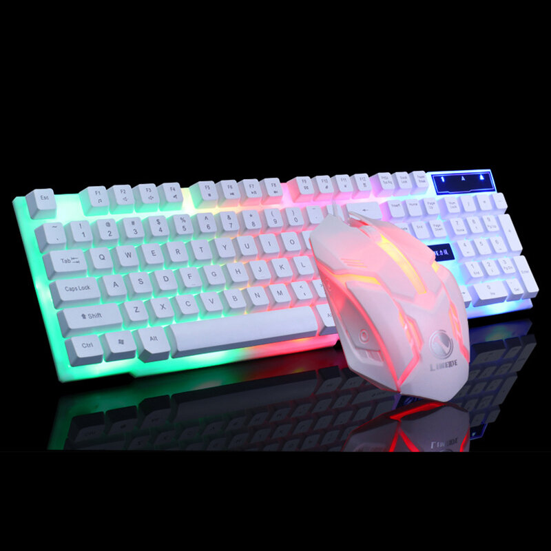 Набор из проводной игровой клавиатуры и клавиатуры, с подсветкой