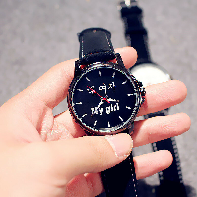 Gorący sprzedawanie zegarki dla par Ins miłośnicy mody kwarcowy analogowy zegarek z paskiem ze skóry zespół uzang zegarek uczeń para zegarek Dropshipping