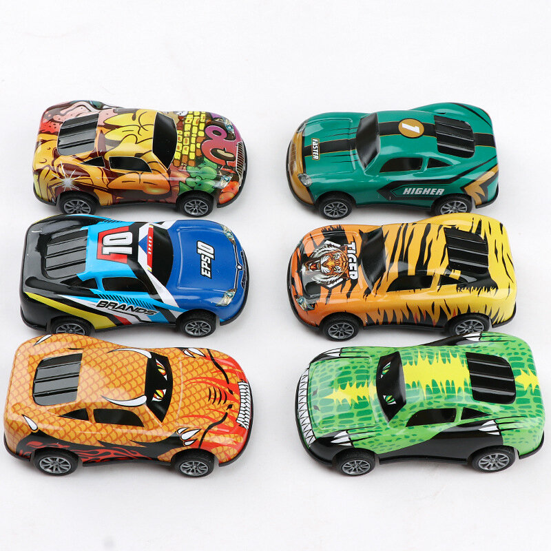 Mini voiture de course en plastique pour enfants, modèle de dessin animé, roues, jouet amusant pour garçons et filles