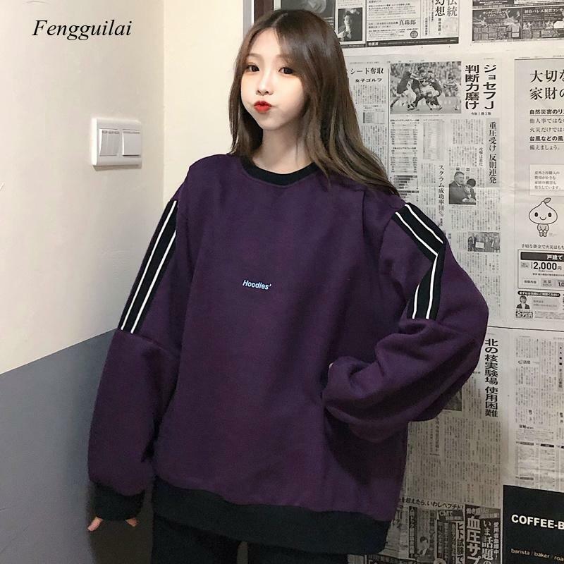 Hoodies Womens Thick Plus Velvet Student Style Streetwear Harajuku Stylish Leisure Chic Trendy Popular Women Sweatshirt Kpop New